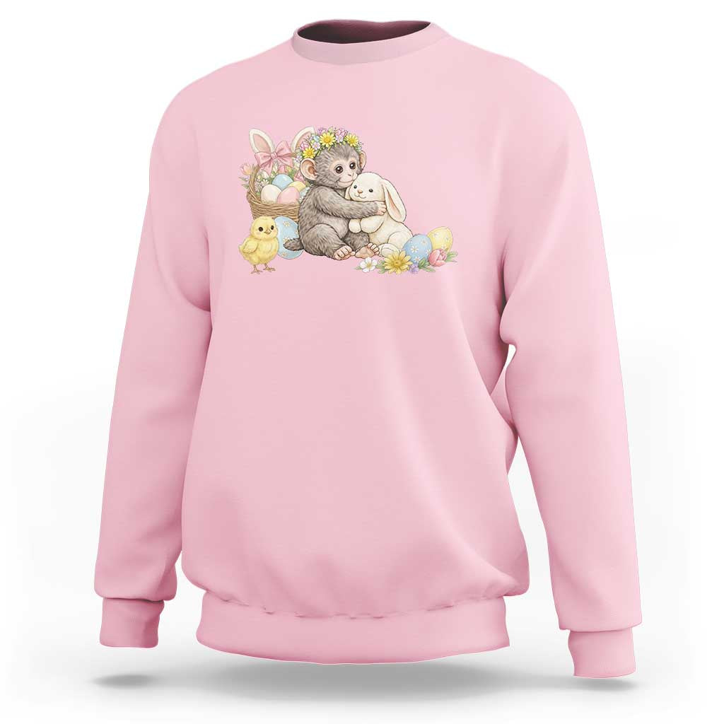 Cute Punch Baby Monkey Easter Sweatshirt Funny Animal Gift