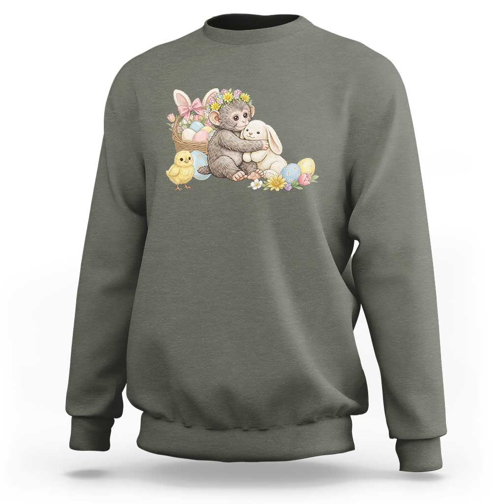 Cute Punch Baby Monkey Easter Sweatshirt Funny Animal Gift