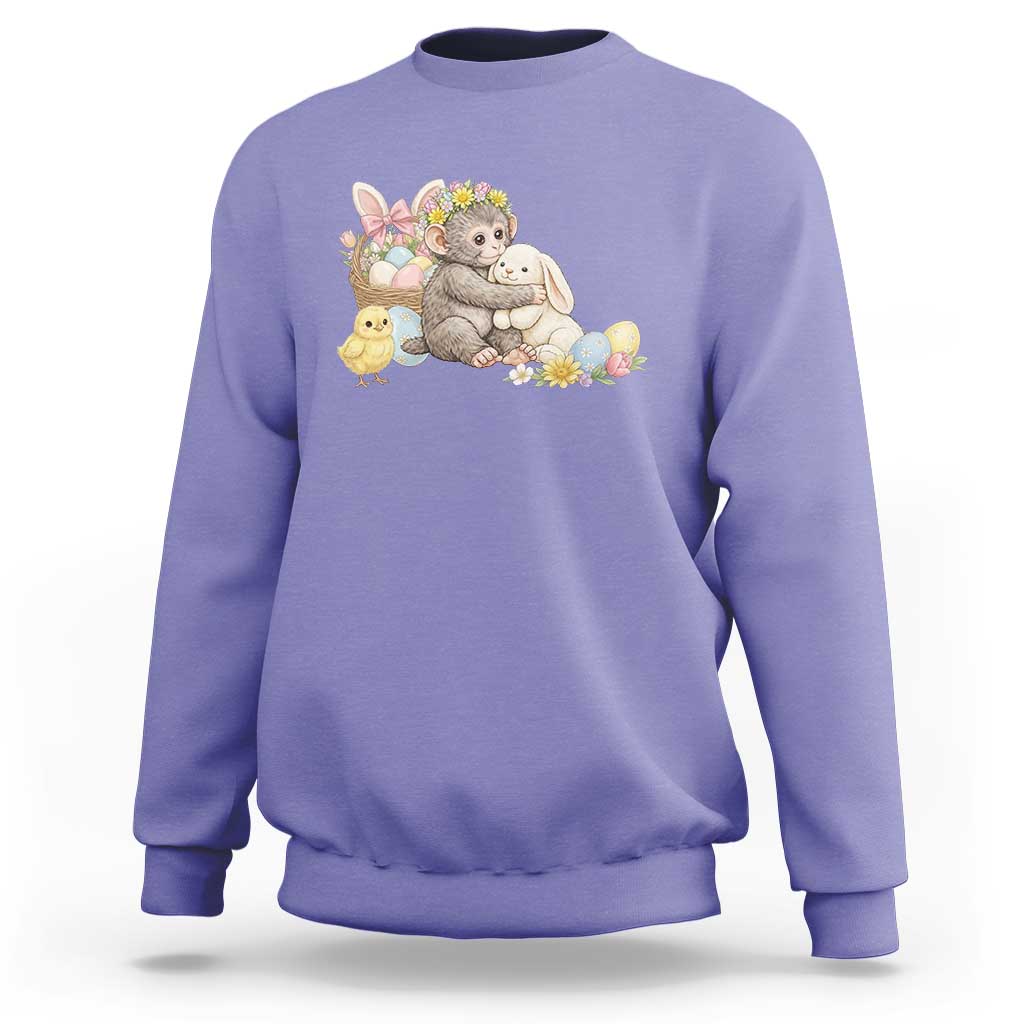 Cute Punch Baby Monkey Easter Sweatshirt Funny Animal Gift
