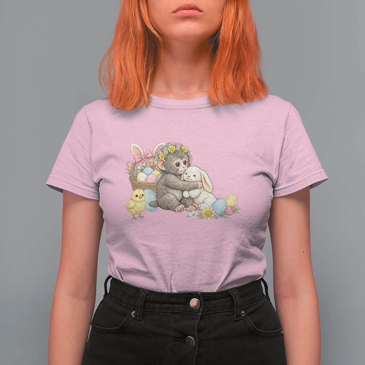 Cute Punch Baby Monkey Easter T Shirt For Women Funny Animal Gift