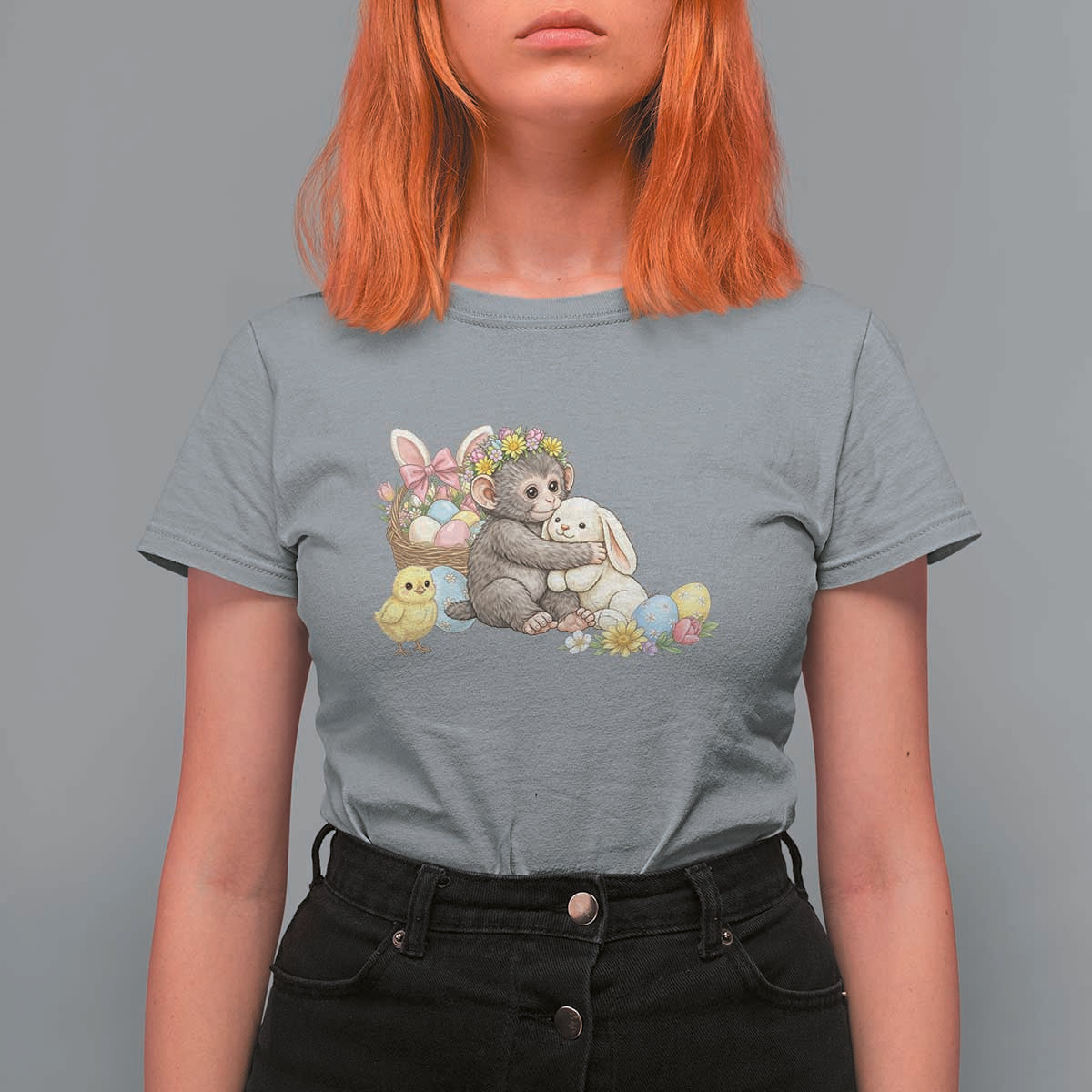 Cute Punch Baby Monkey Easter T Shirt For Women Funny Animal Gift