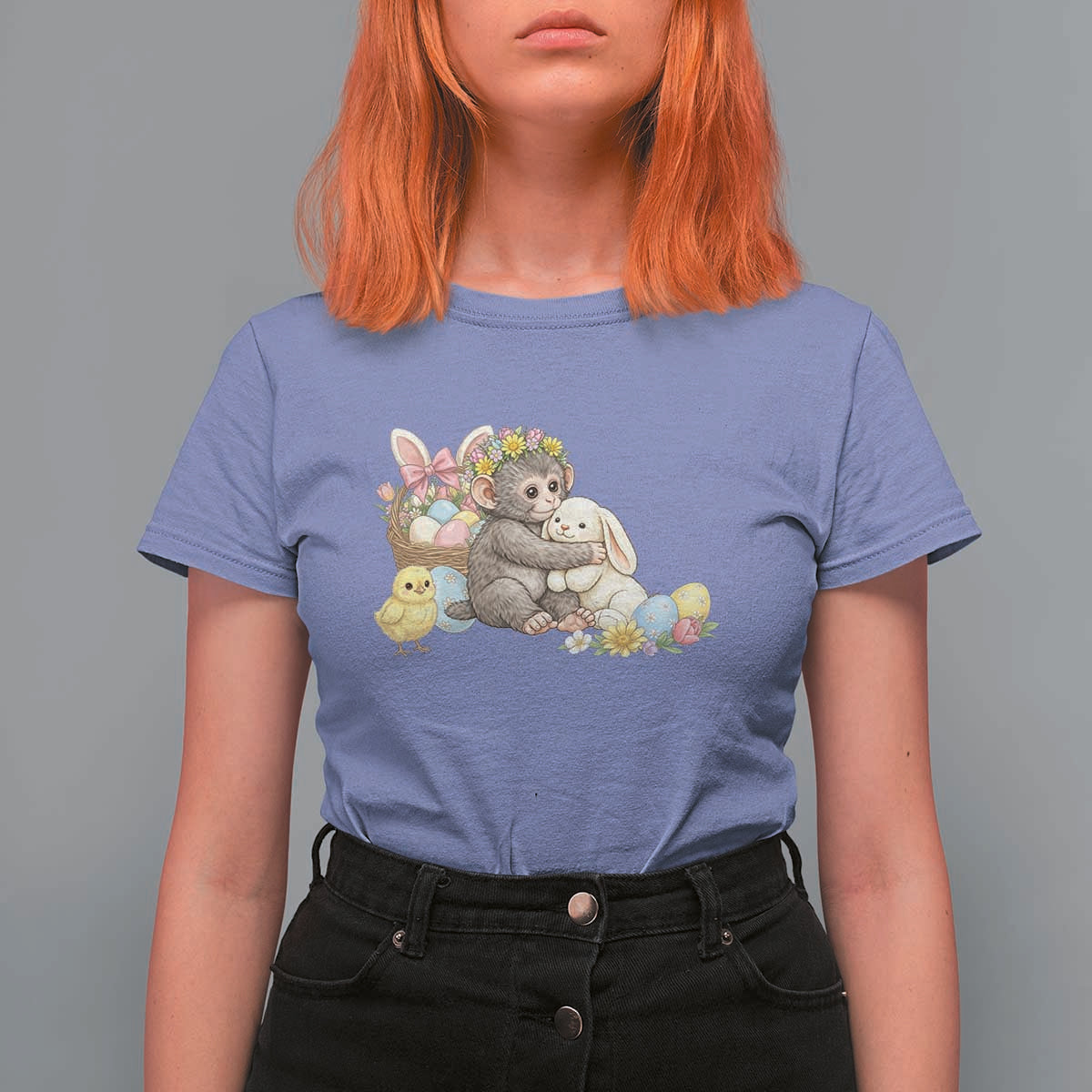 Cute Punch Baby Monkey Easter T Shirt For Women Funny Animal Gift