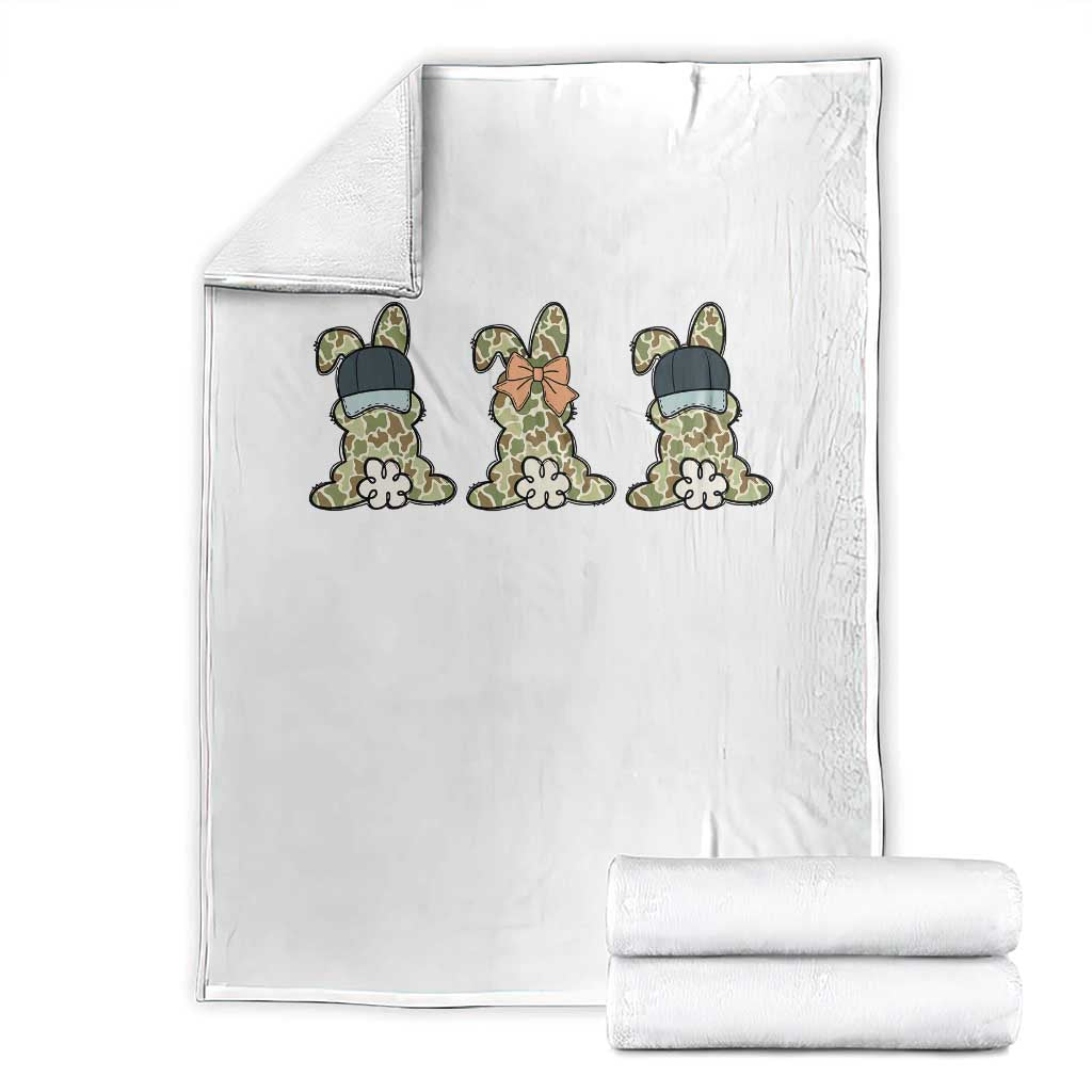 Camo Easter Bunny Throw Blanket Funny Hunter Easter Gift
