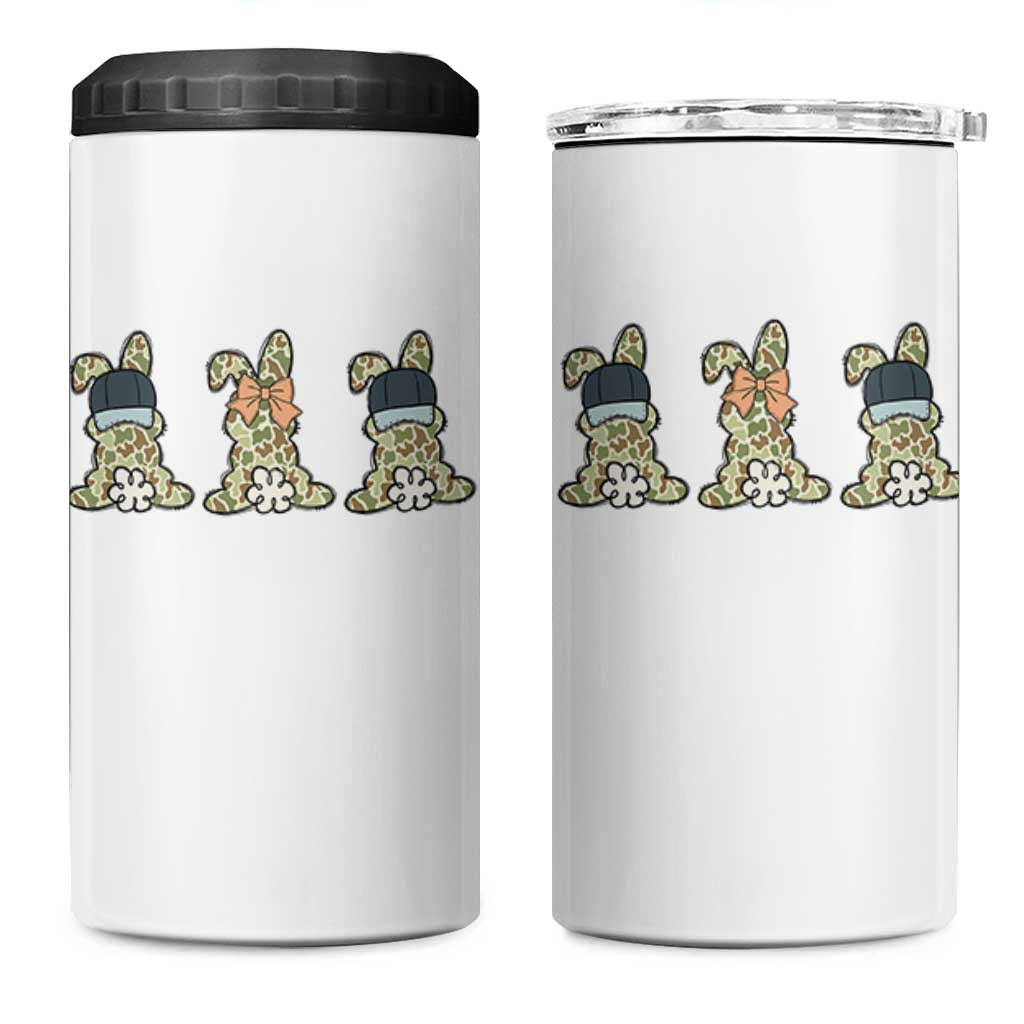 Camo Easter Bunny 4 in 1 Can Cooler Tumbler Funny Hunter Easter Gift