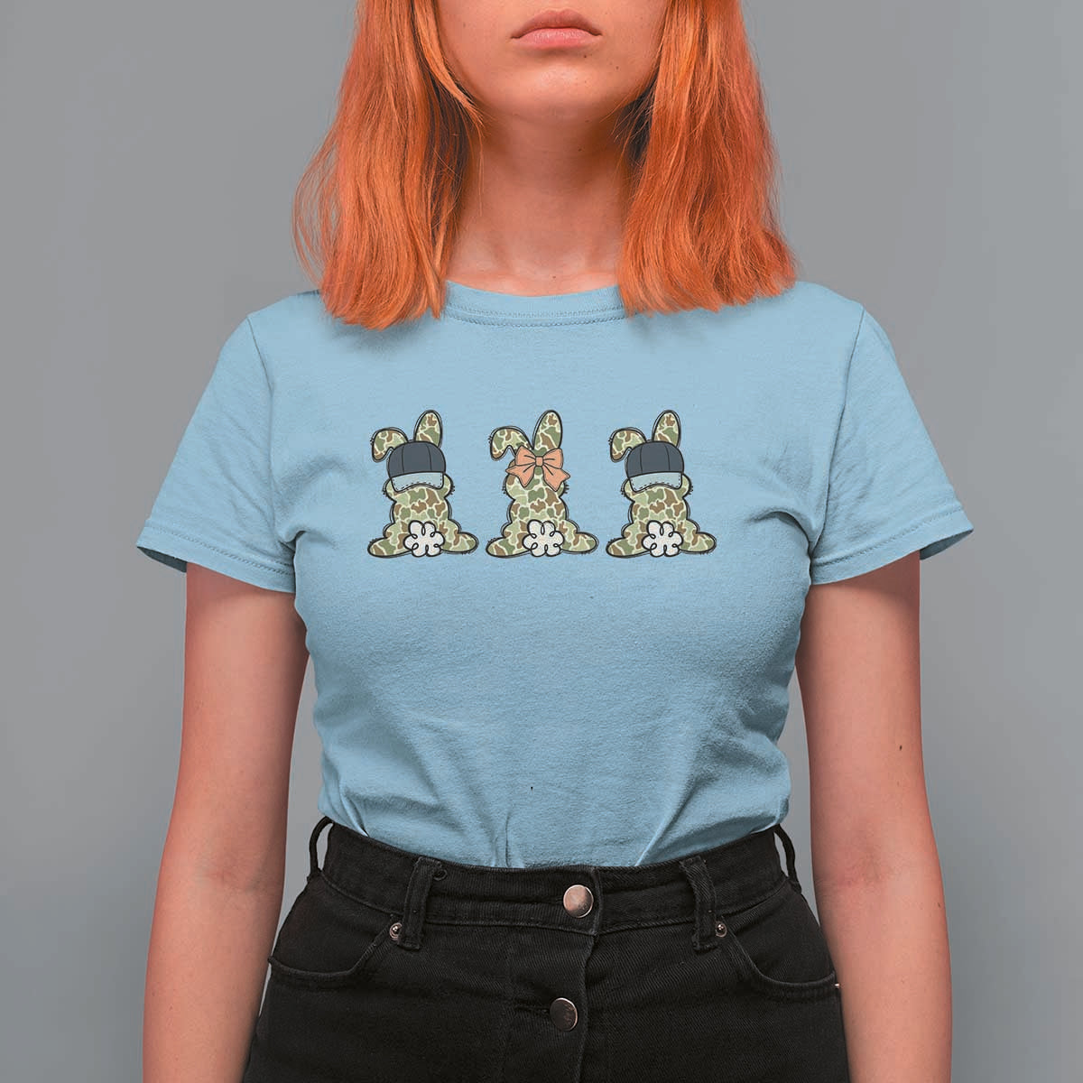 Camo Easter Bunny T Shirt For Women Funny Hunter Easter Gift