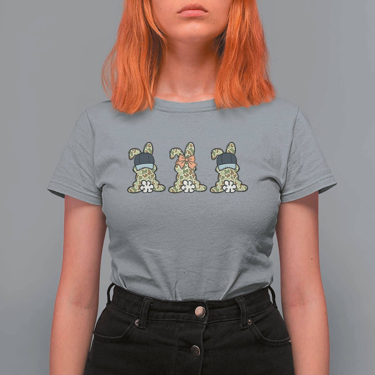 Camo Easter Bunny T Shirt For Women Funny Hunter Easter Gift