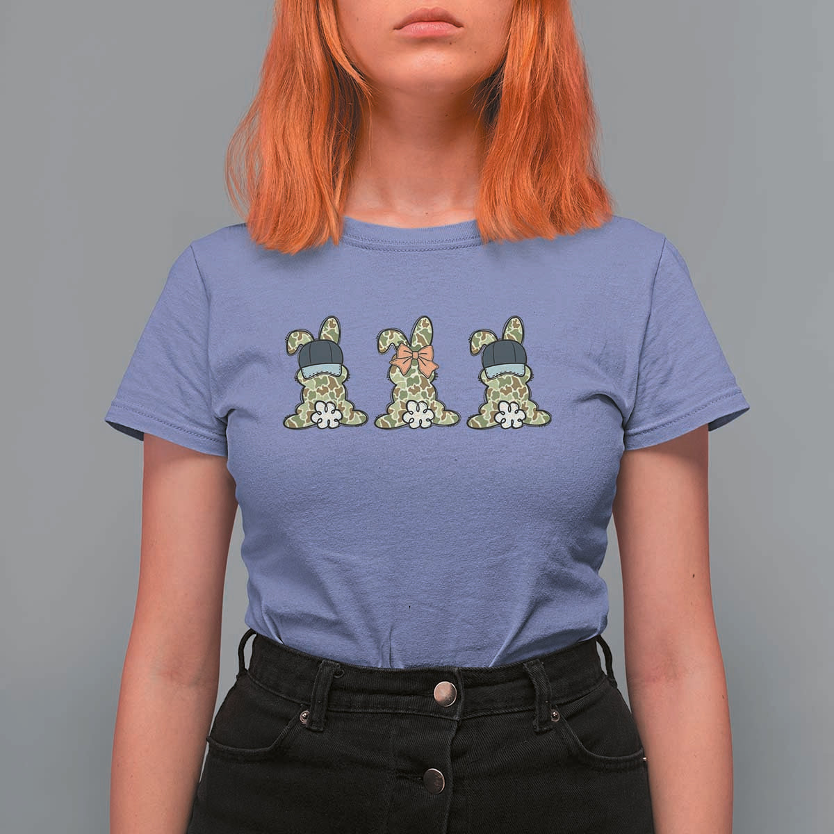 Camo Easter Bunny T Shirt For Women Funny Hunter Easter Gift