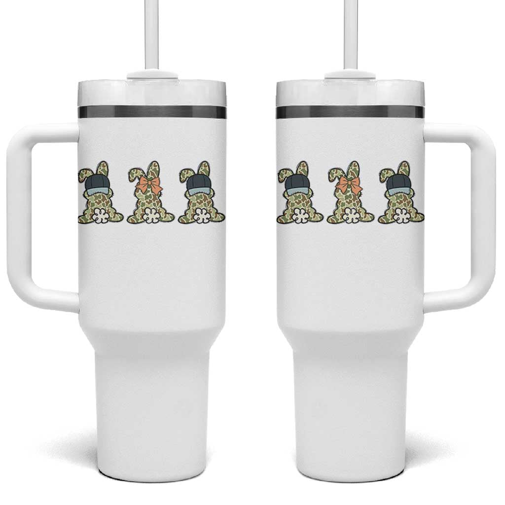 Camo Easter Bunny Tumbler With Handle Funny Hunter Easter Gift