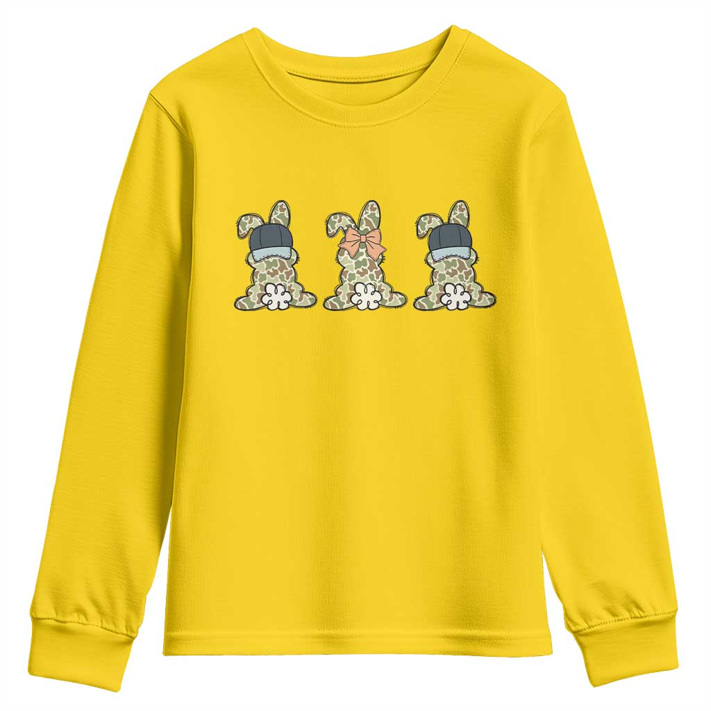 Camo Easter Bunny Youth Sweatshirt Funny Hunter Easter Gift