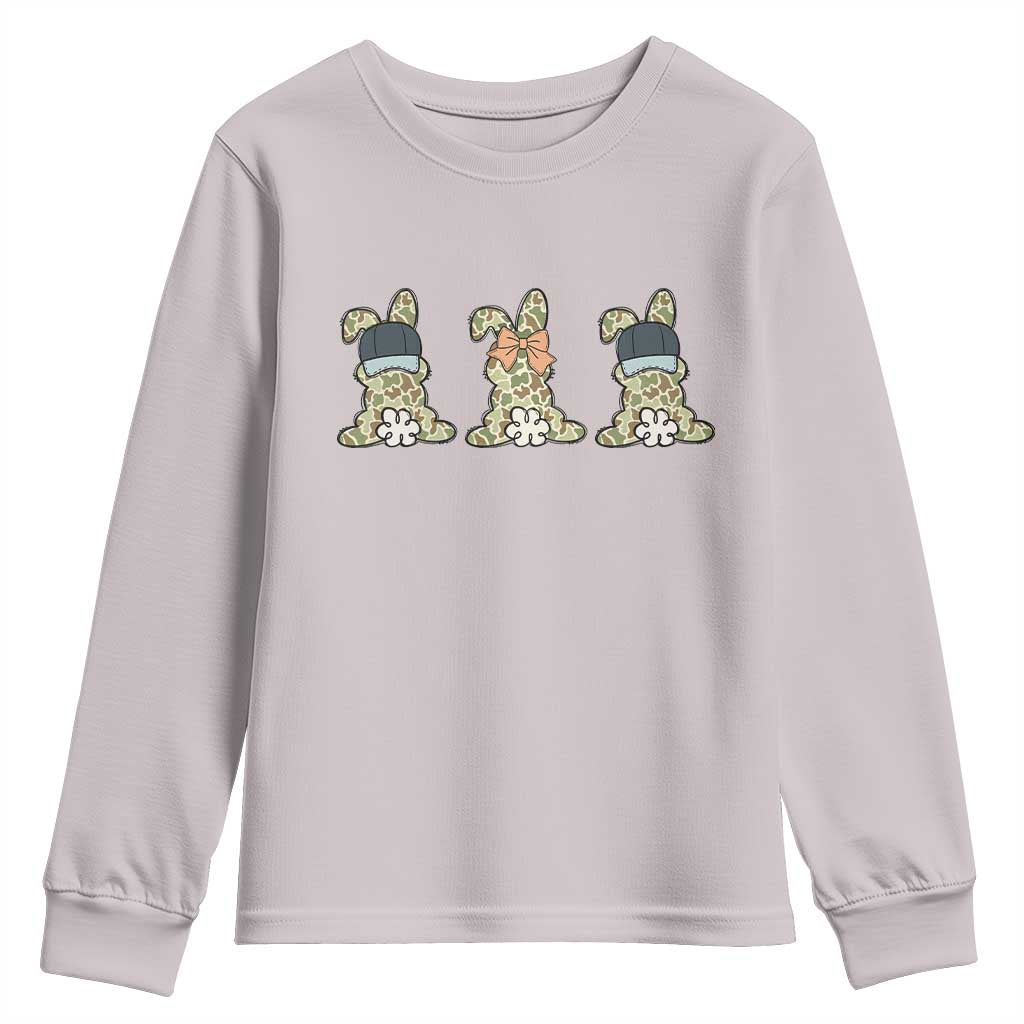 Camo Easter Bunny Youth Sweatshirt Funny Hunter Easter Gift