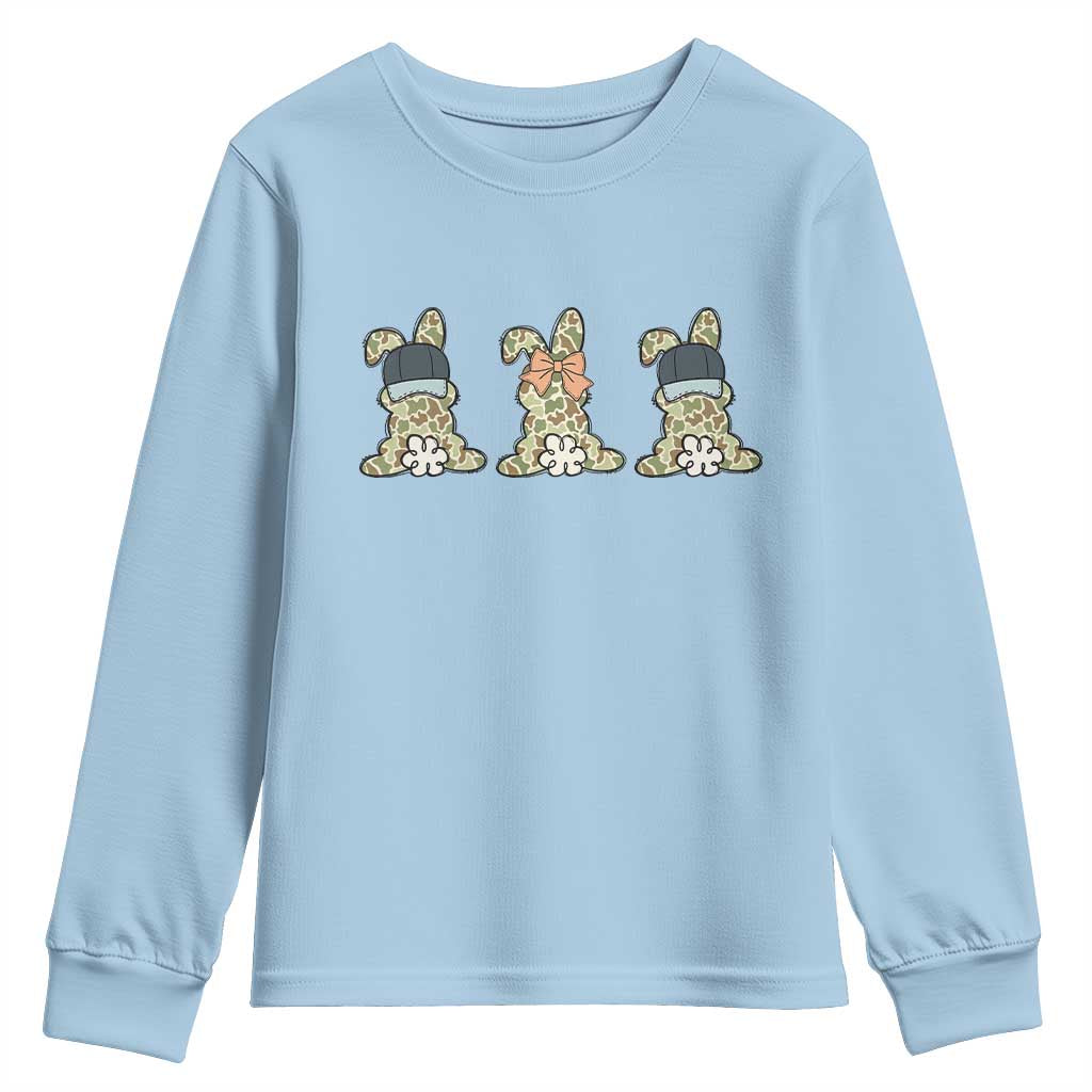 Camo Easter Bunny Youth Sweatshirt Funny Hunter Easter Gift