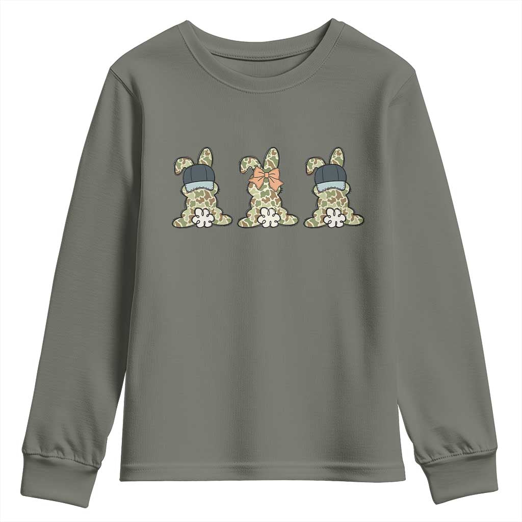 Camo Easter Bunny Youth Sweatshirt Funny Hunter Easter Gift