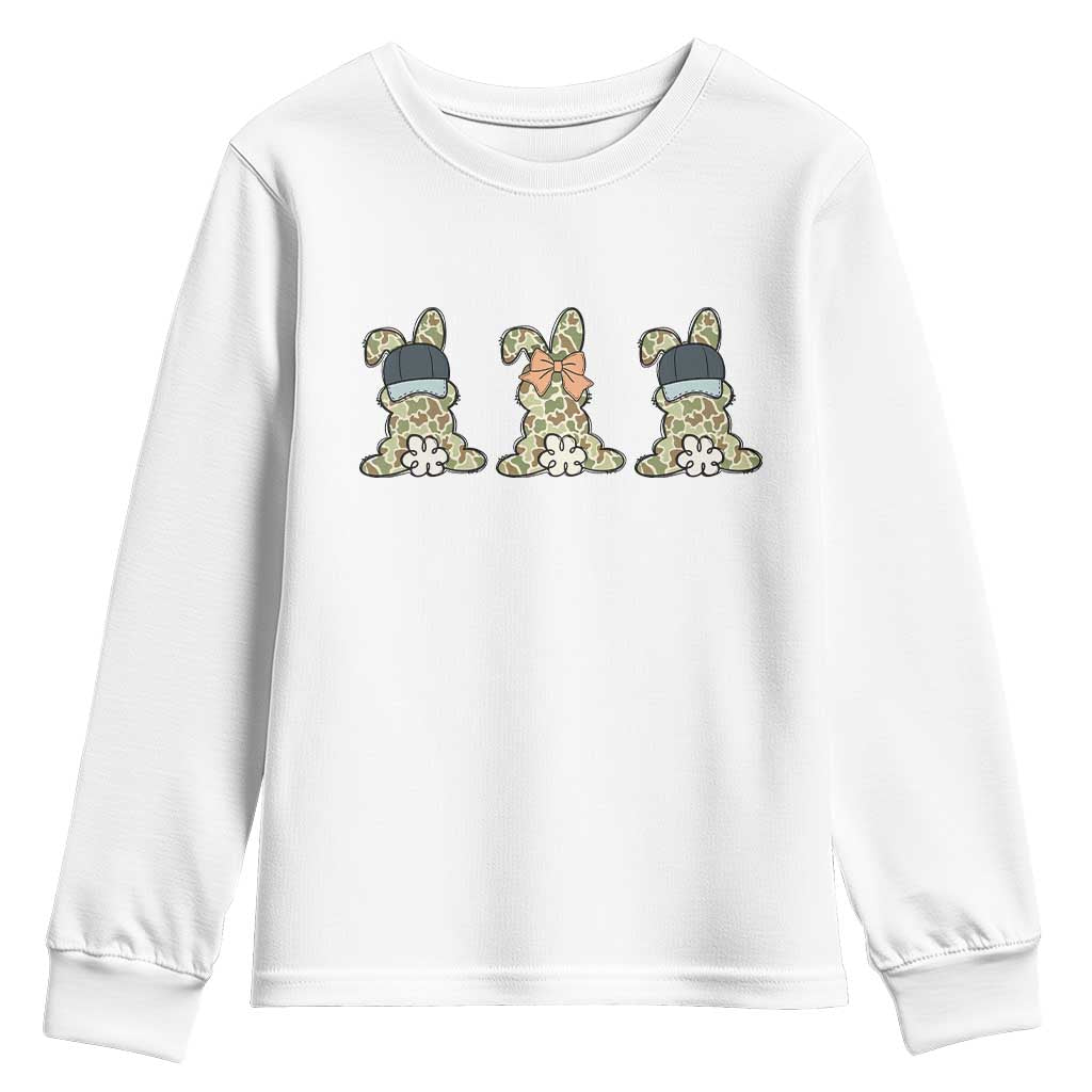 Camo Easter Bunny Youth Sweatshirt Funny Hunter Easter Gift