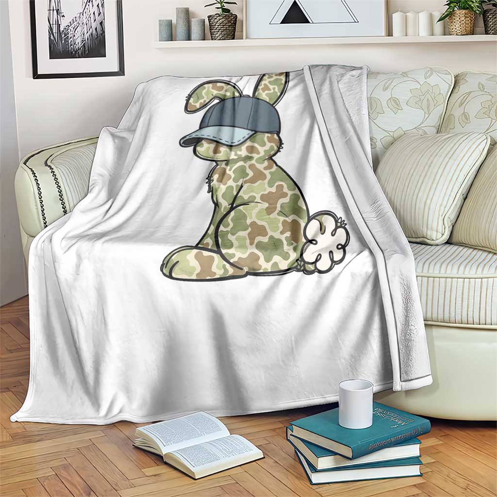 Camouflage Bunny Throw Blanket Funny Hunter Easter Gift