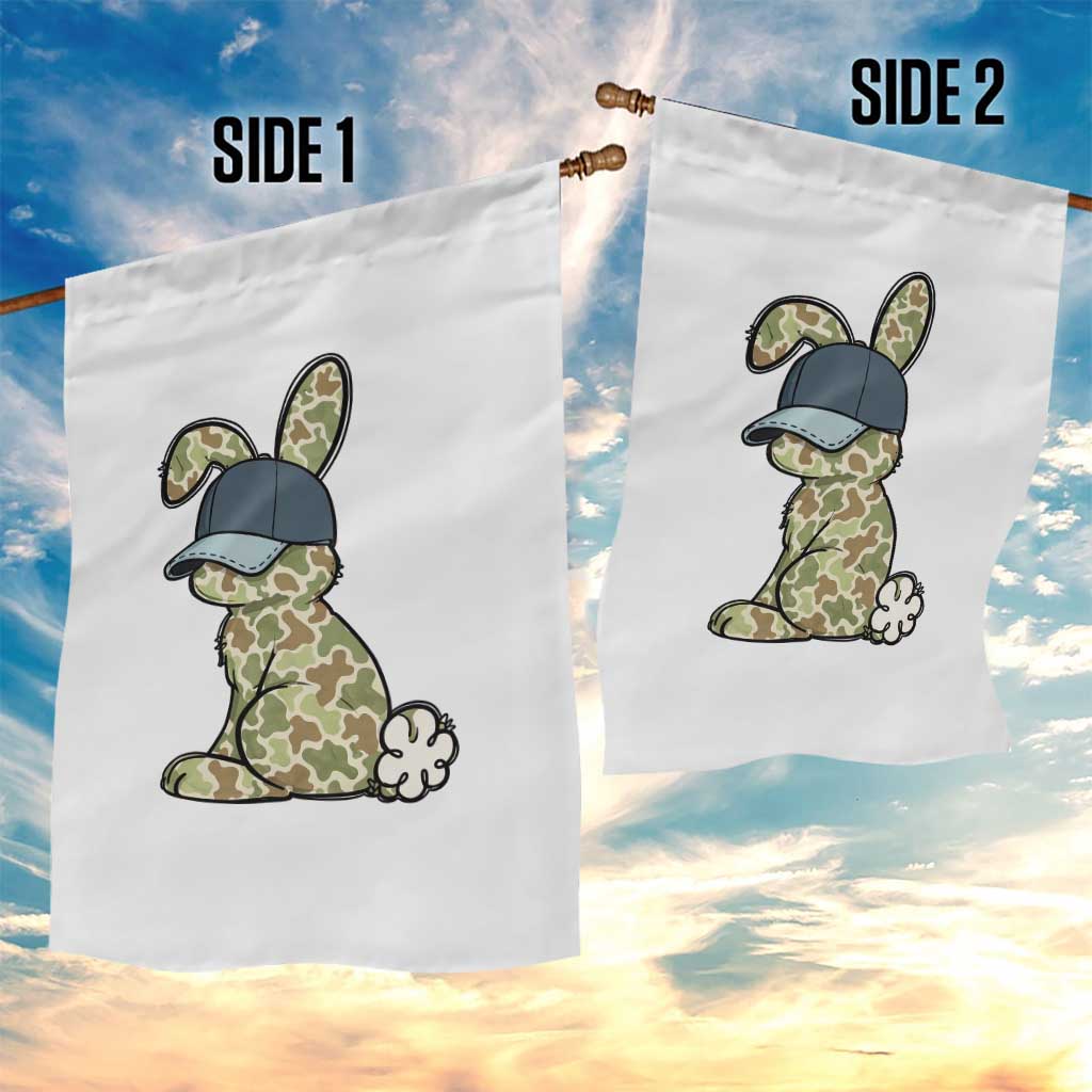 Camouflage Bunny Garden Flag Funny Hunter Easter Gift
