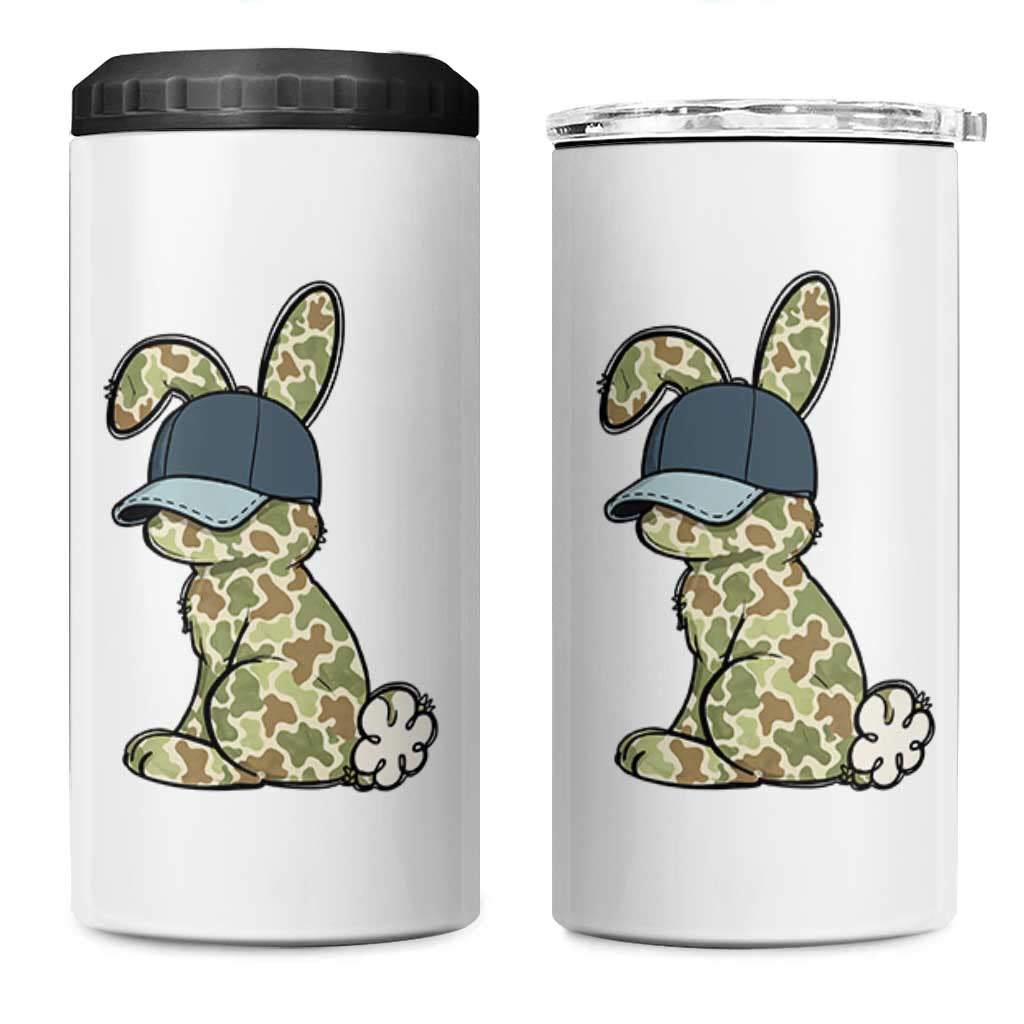 Camouflage Bunny 4 in 1 Can Cooler Tumbler Funny Hunter Easter Gift