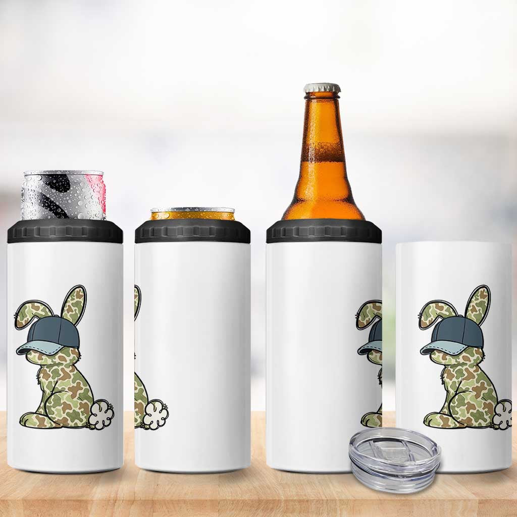 Camouflage Bunny 4 in 1 Can Cooler Tumbler Funny Hunter Easter Gift