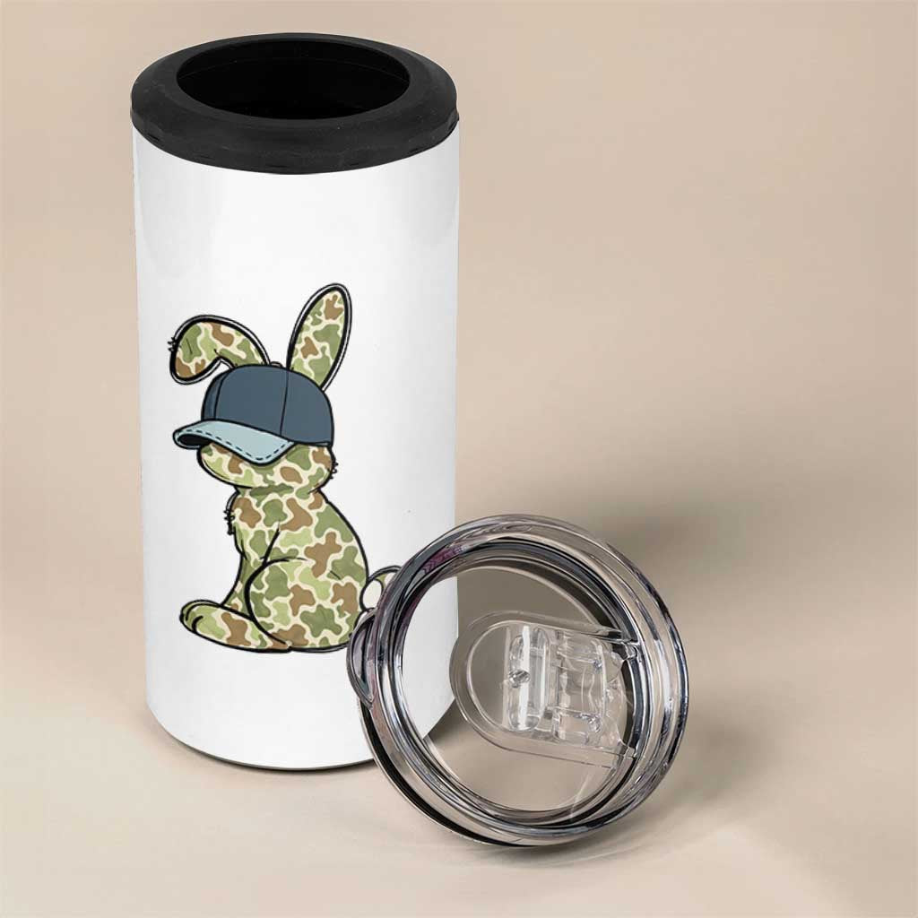 Camouflage Bunny 4 in 1 Can Cooler Tumbler Funny Hunter Easter Gift
