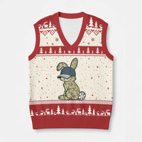 Camouflage Bunny V-Neck Knit Sweater Vest Funny Hunter Easter Gift