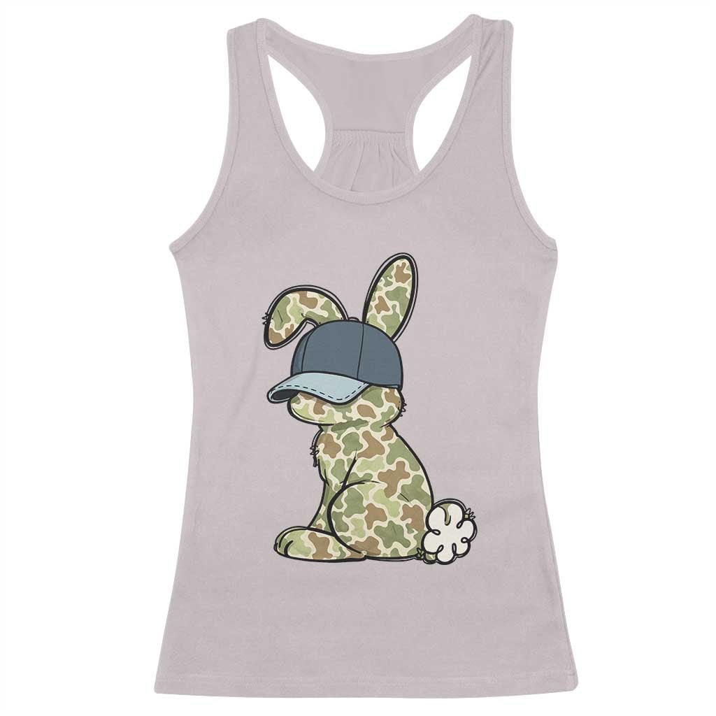 Camouflage Bunny Racerback Tank Top Funny Hunter Easter Gift