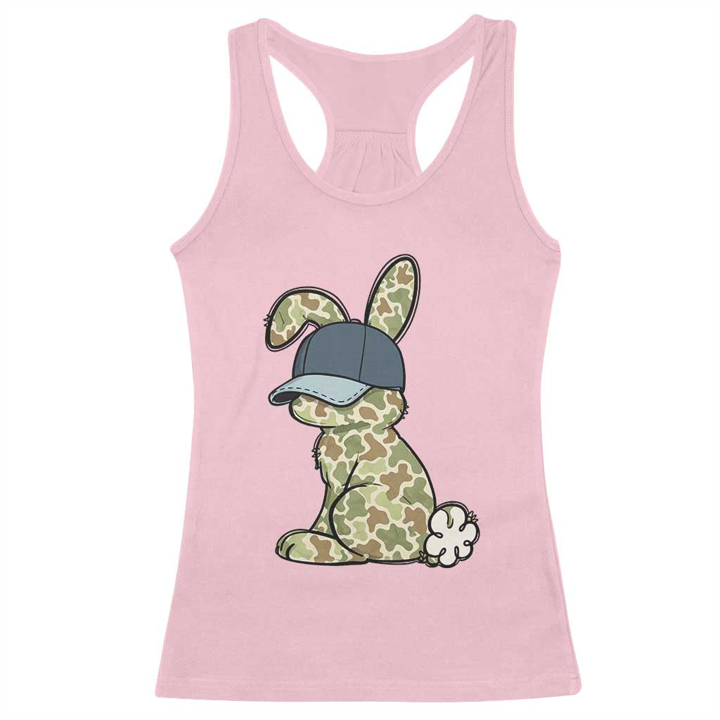 Camouflage Bunny Racerback Tank Top Funny Hunter Easter Gift