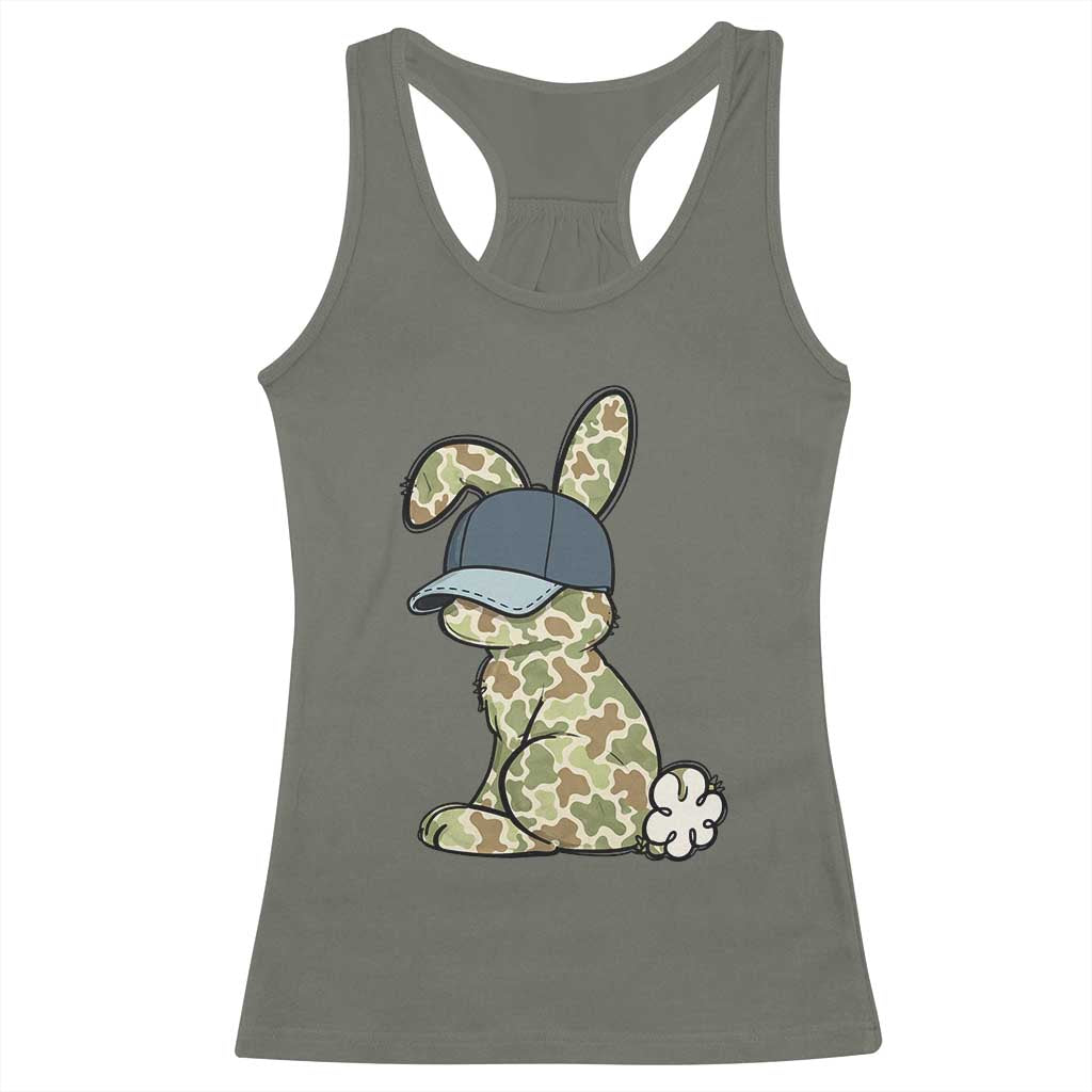 Camouflage Bunny Racerback Tank Top Funny Hunter Easter Gift