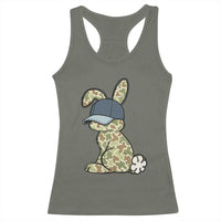 Camouflage Bunny Racerback Tank Top Funny Hunter Easter Gift