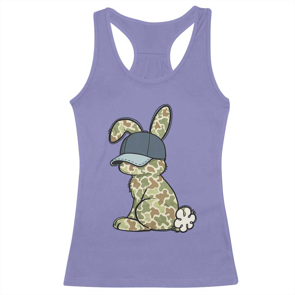 Camouflage Bunny Racerback Tank Top Funny Hunter Easter Gift