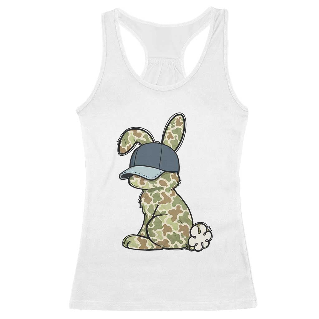 Camouflage Bunny Racerback Tank Top Funny Hunter Easter Gift