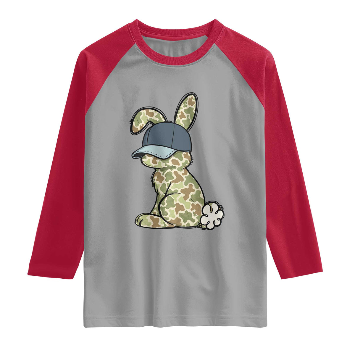 Camouflage Bunny Raglan Shirt Funny Hunter Easter Gift