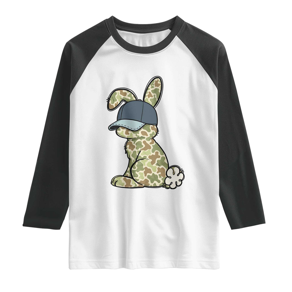 Camouflage Bunny Raglan Shirt Funny Hunter Easter Gift