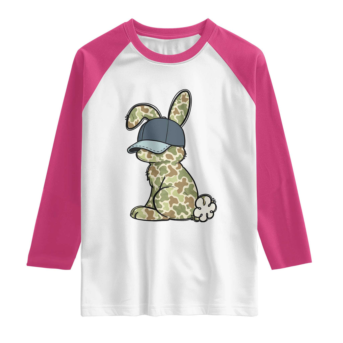 Camouflage Bunny Raglan Shirt Funny Hunter Easter Gift