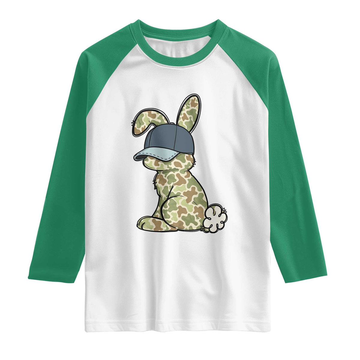 Camouflage Bunny Raglan Shirt Funny Hunter Easter Gift
