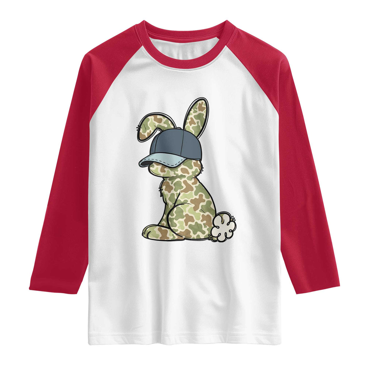 Camouflage Bunny Raglan Shirt Funny Hunter Easter Gift