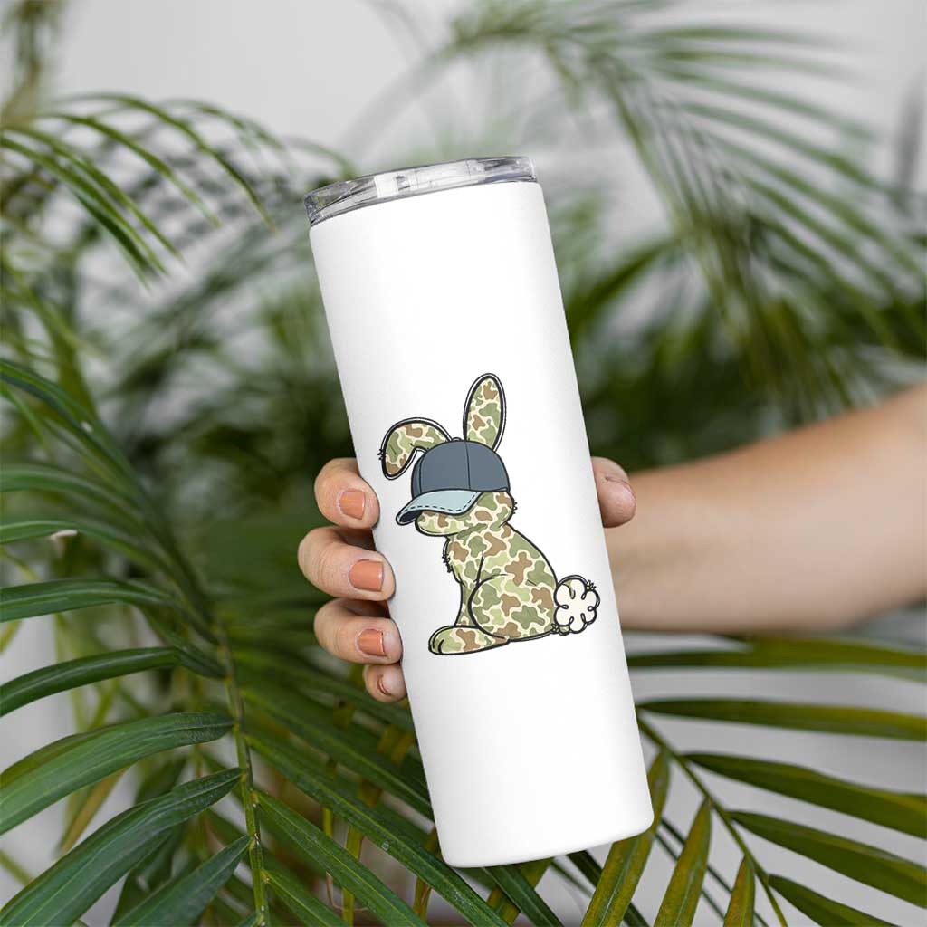 Camouflage Bunny Skinny Tumbler Funny Hunter Easter Gift