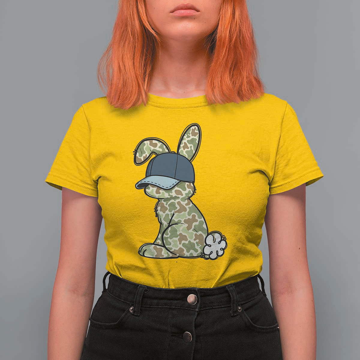 Camouflage Bunny T Shirt For Women Funny Hunter Easter Gift