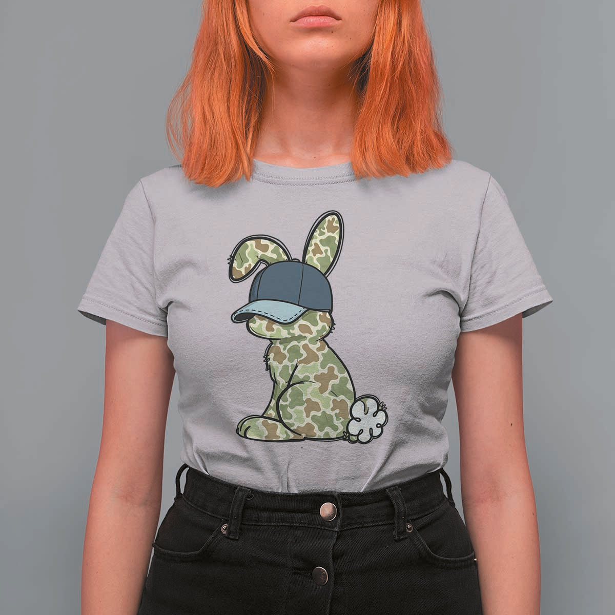 Camouflage Bunny T Shirt For Women Funny Hunter Easter Gift