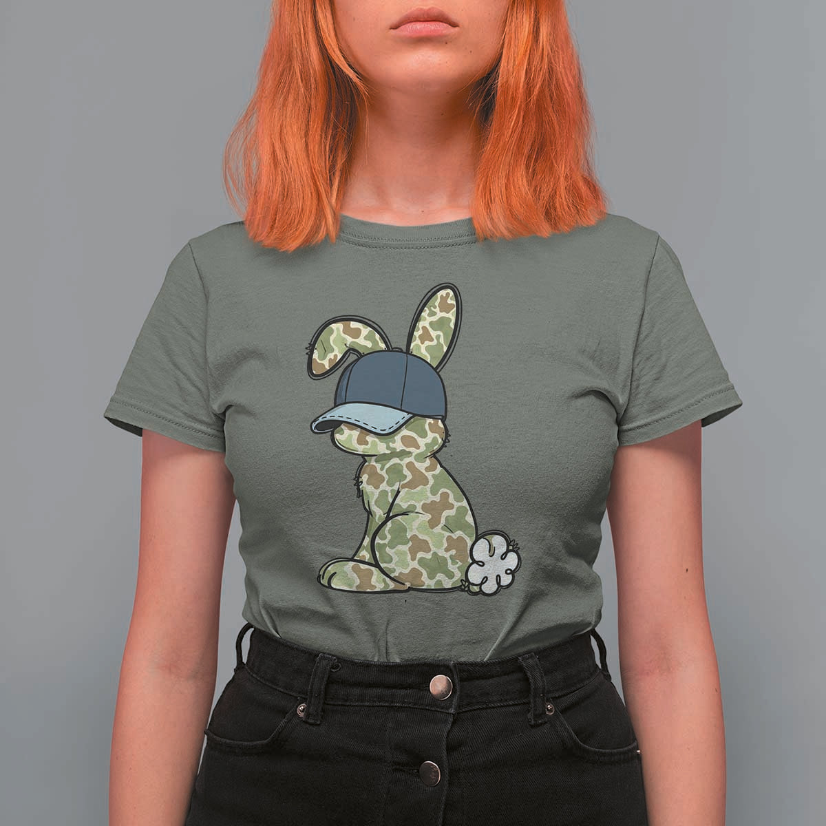 Camouflage Bunny T Shirt For Women Funny Hunter Easter Gift