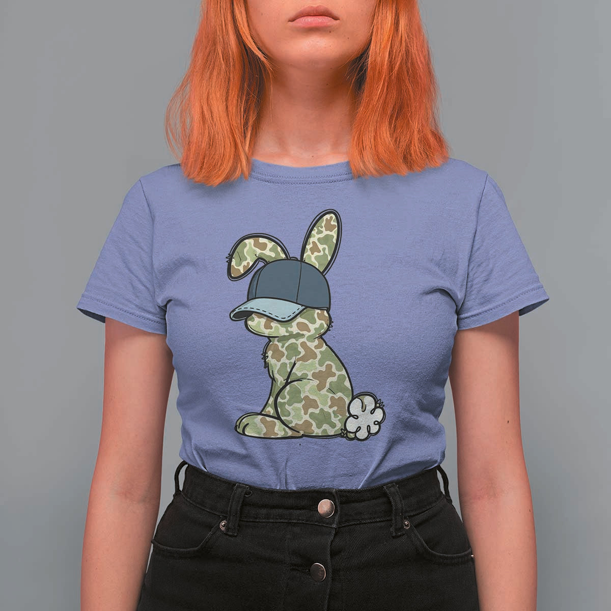 Camouflage Bunny T Shirt For Women Funny Hunter Easter Gift