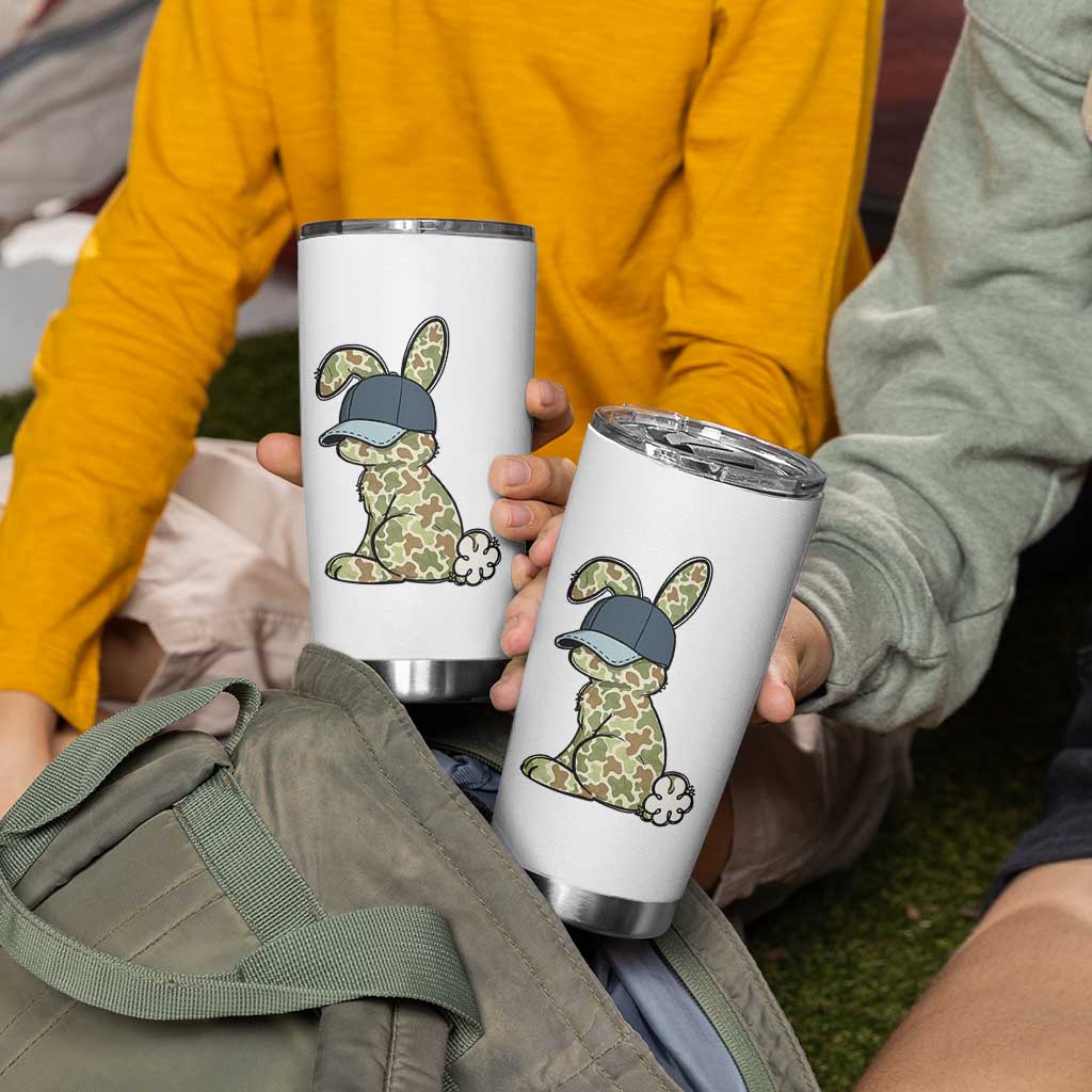 Camouflage Bunny Tumbler Cup Funny Hunter Easter Gift