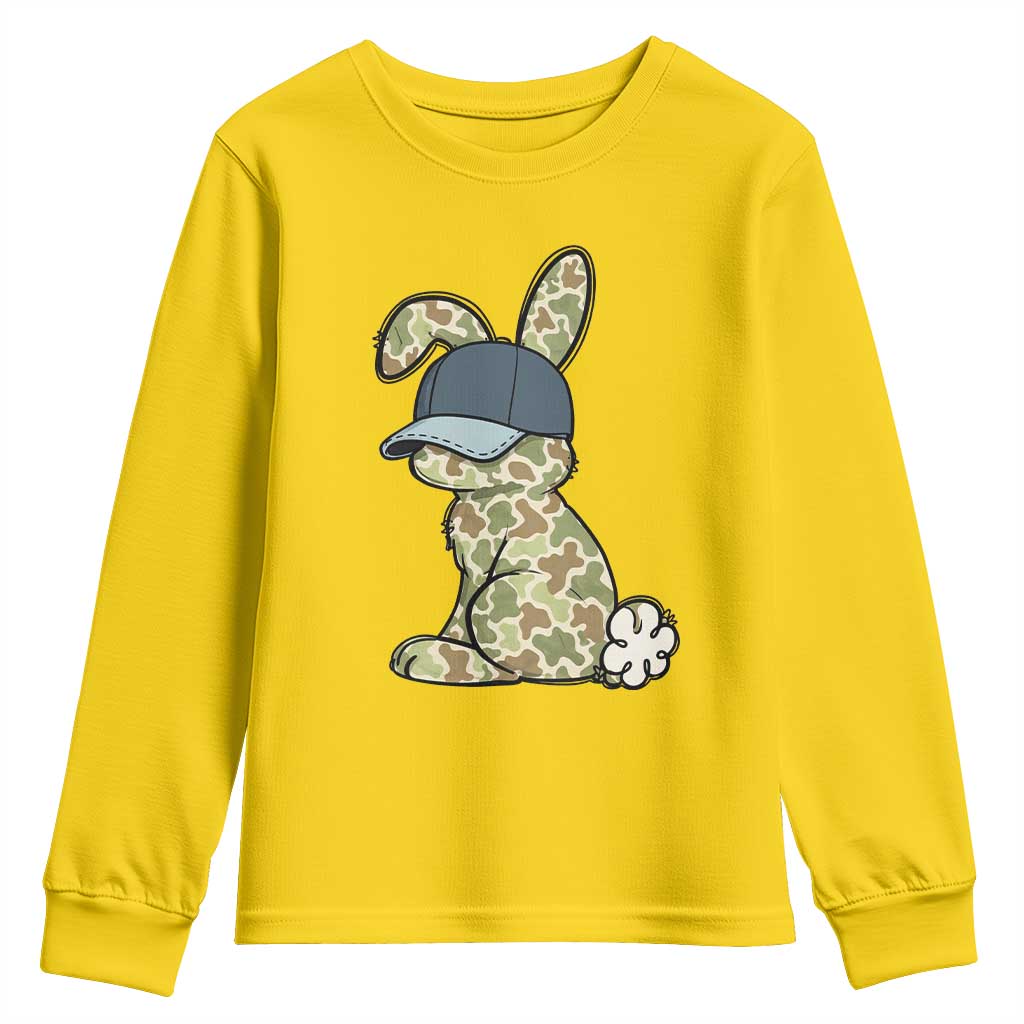Camouflage Bunny Youth Sweatshirt Funny Hunter Easter Gift