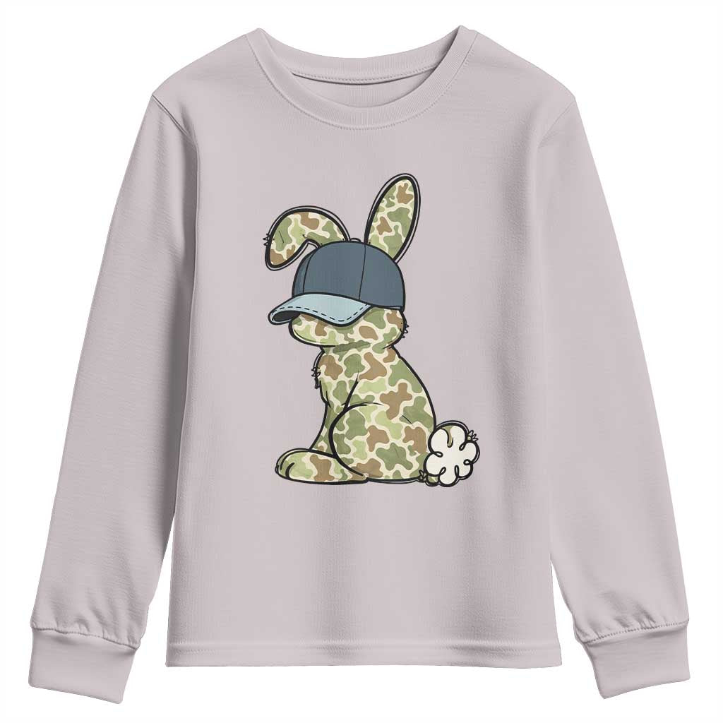 Camouflage Bunny Youth Sweatshirt Funny Hunter Easter Gift