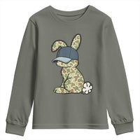 Camouflage Bunny Youth Sweatshirt Funny Hunter Easter Gift
