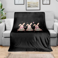Floral Bunny Easter Throw Blanket Shabby Chic Rose Pattern