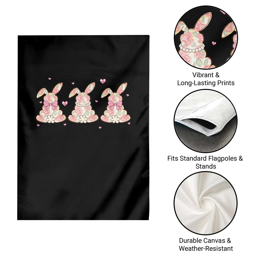 Floral Bunny Easter Garden Flag Shabby Chic Rose Pattern