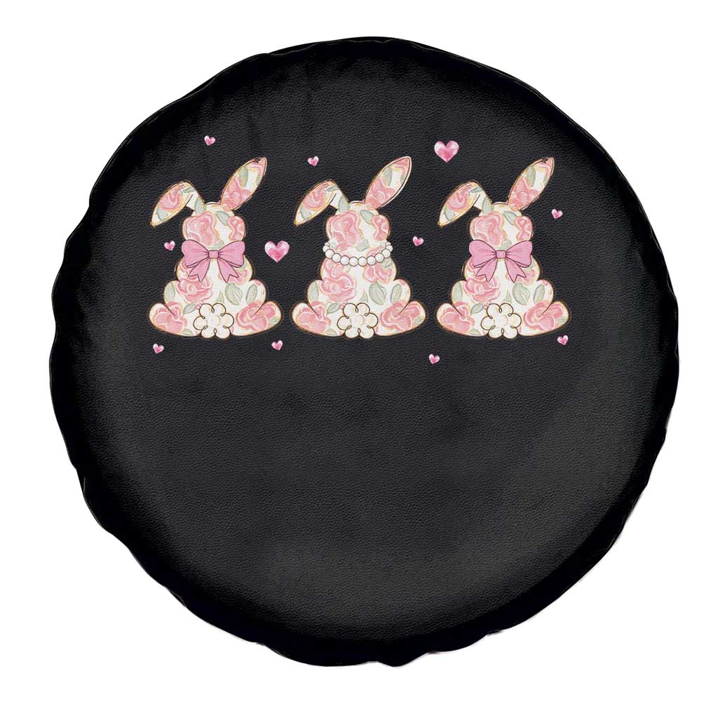 Floral Bunny Easter Spare Tire Cover Shabby Chic Rose Pattern