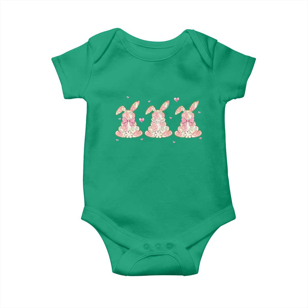 Floral Bunny Easter Baby Onesie Shabby Chic Rose Pattern