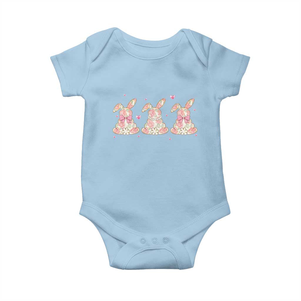 Floral Bunny Easter Baby Onesie Shabby Chic Rose Pattern