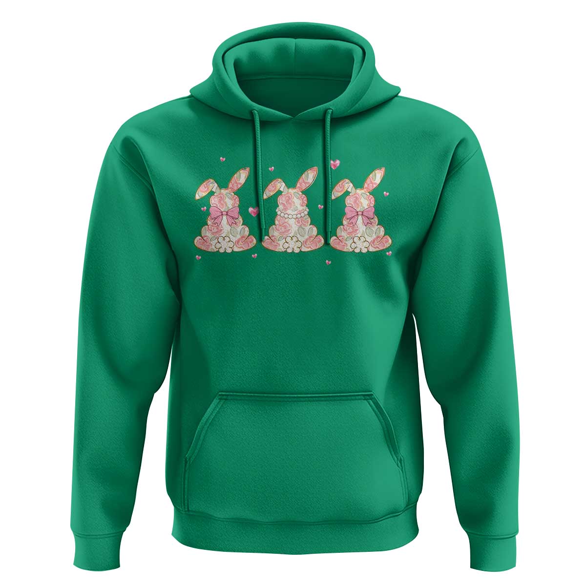 Floral Bunny Easter Hoodie Shabby Chic Rose Pattern