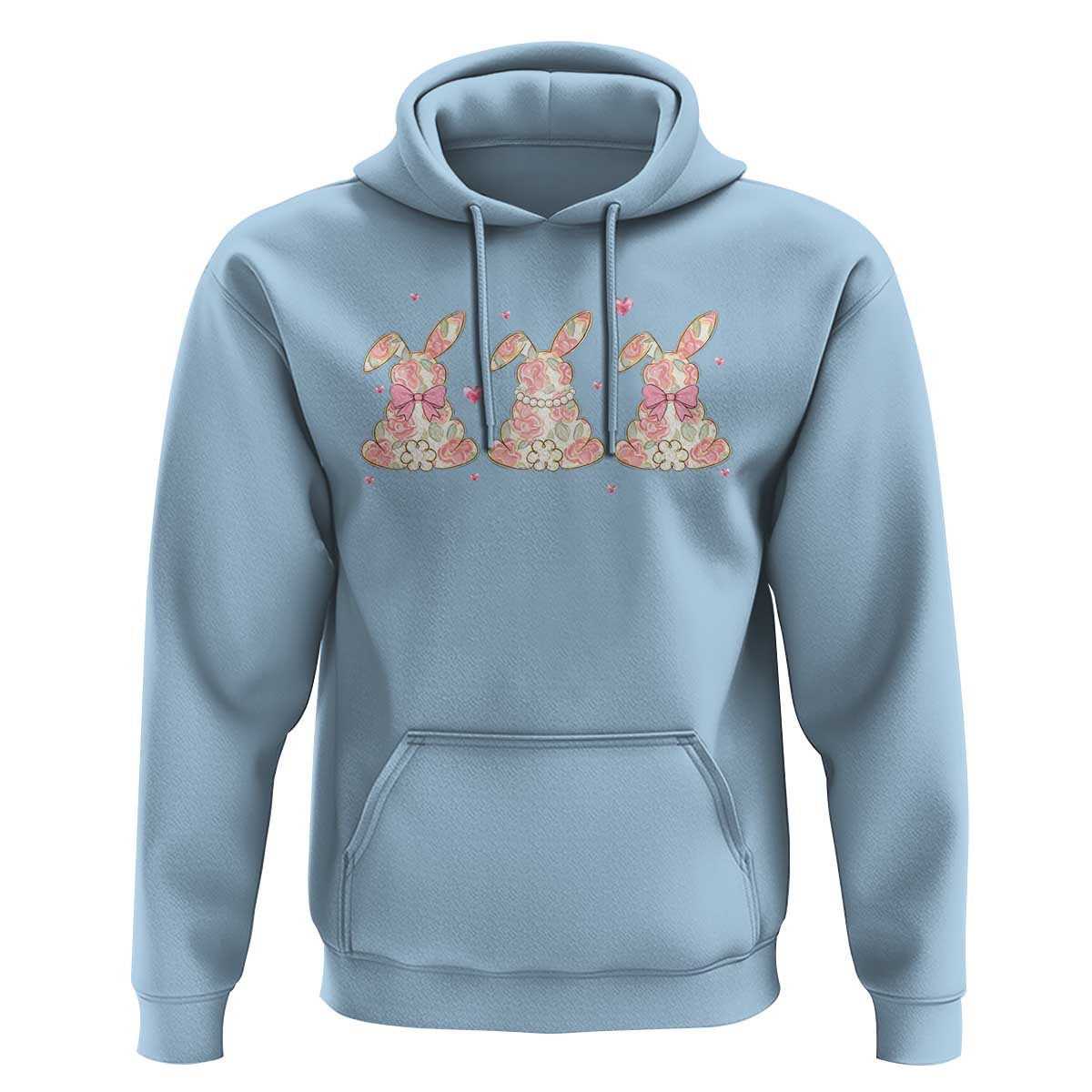 Floral Bunny Easter Hoodie Shabby Chic Rose Pattern